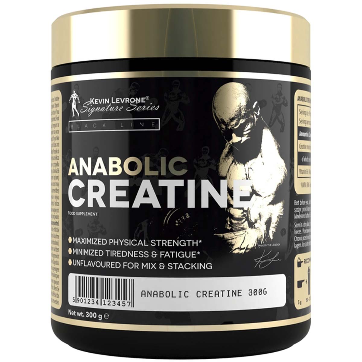 Kevin Levrone Anabolic Creatine, Unflavored, 300 G, Maximized Physical Strength | KIWMO8620 Levrone Black | KIWMO8620